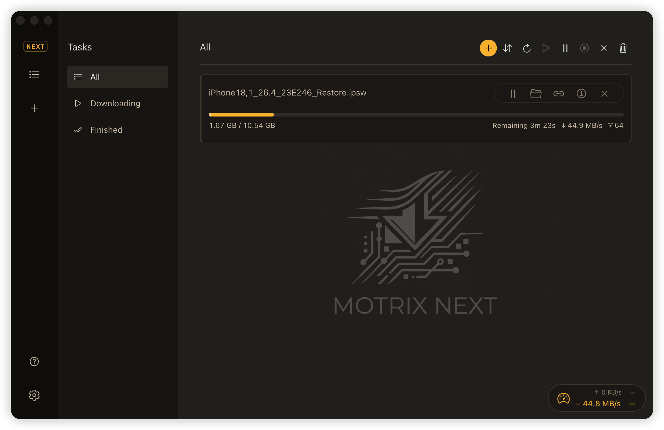 Motrix Next — Dark Mode